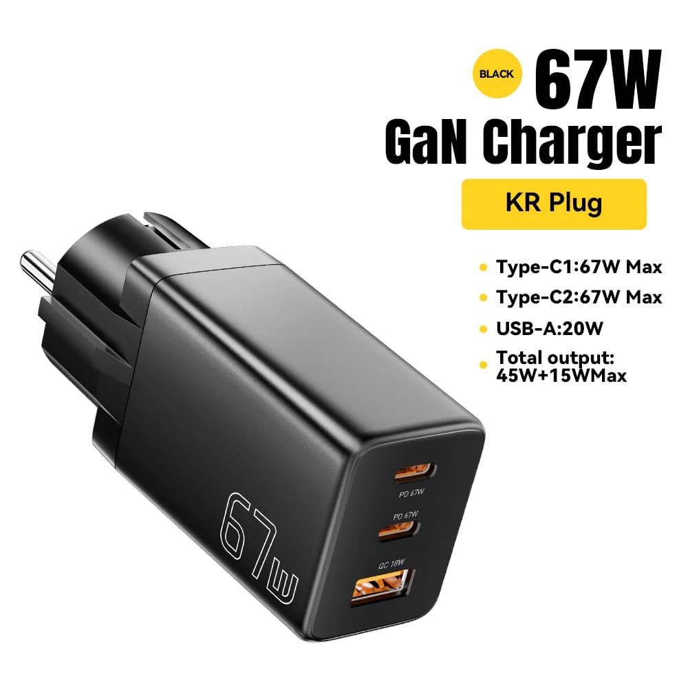 GaN USB Type-C Charger with EU/KR Plug Options